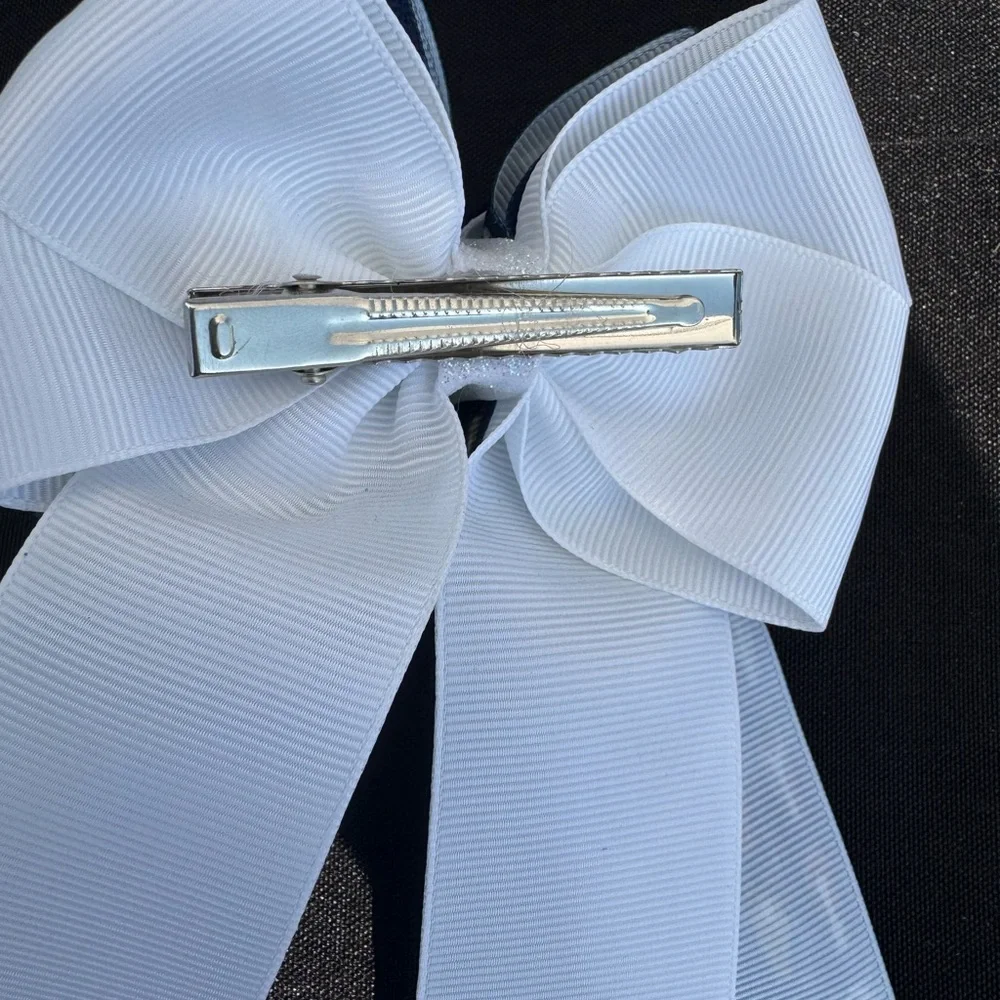 Equestrian belt adjustable from 22 to 44 inches and 2pc Bow Set in blue w/ horse